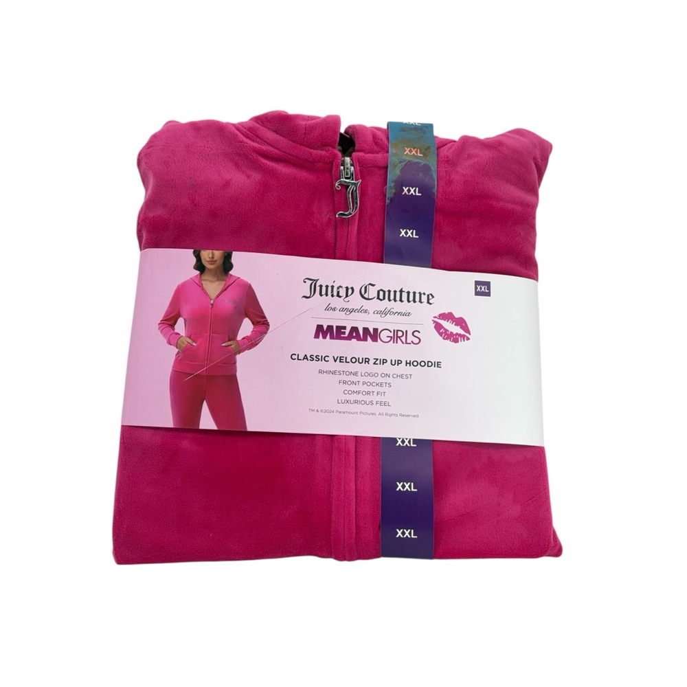 Juicy Couture Women's Size XXL Mean Girls Fuchsia Velour Hoodie